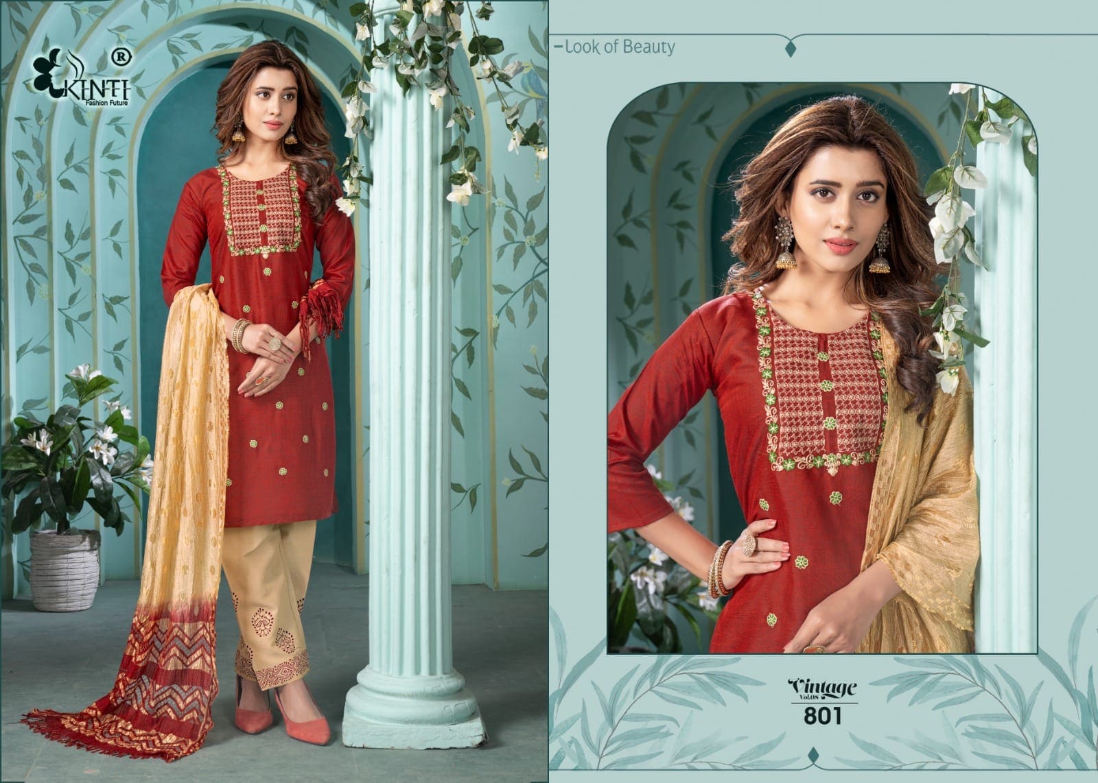 Kinti Vintage Vol 8 Designer Readymade Kurti Pant With Dupatta